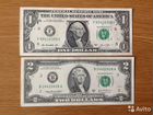 Банкнота талисман на удачу 1 и 2 доллара США