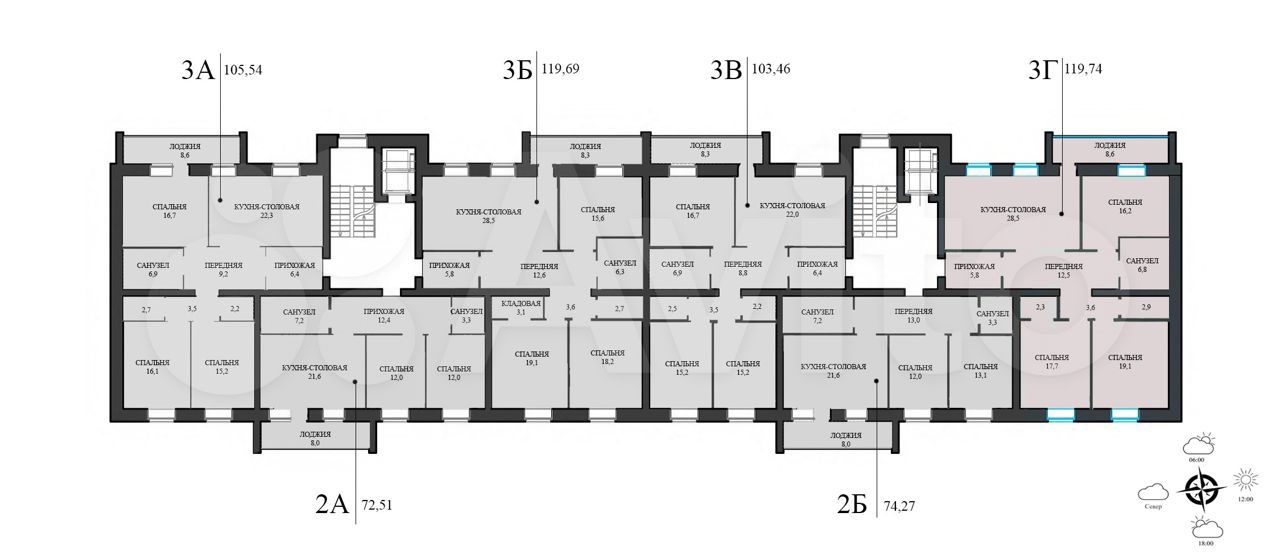 Планировки новостроек в тюмени фото 3-к. квартира, 119,4 м², 6/9 эт. на продажу в Тюмени Купить квартиру Авито