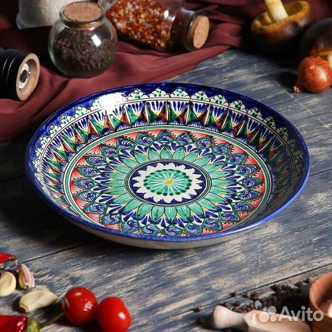 Большое блюдо ляган. Риштанская керамика