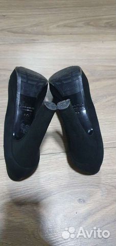 Туфли замша чёрные на высоком каблуке Италия
