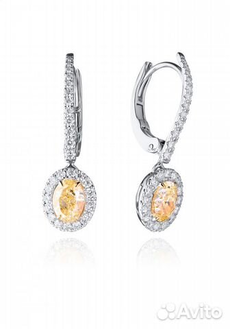 Серьги GIA с бриллиантами 2,00 ct Fancy Light Yell