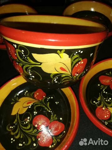 Посуда деревянная, хохлома СССР