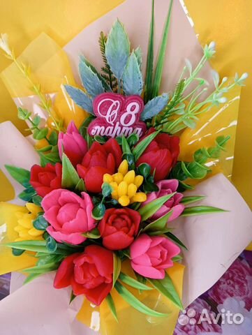 Букеты из мыла, с тюльпанами