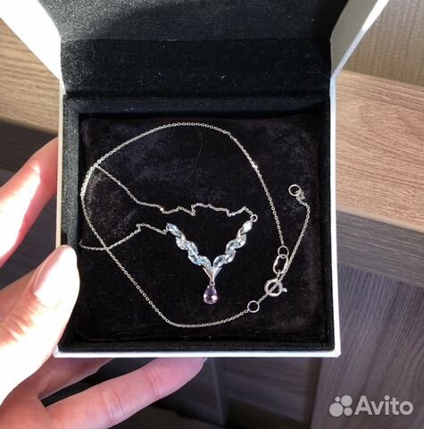 Колье серебряное, с топазами