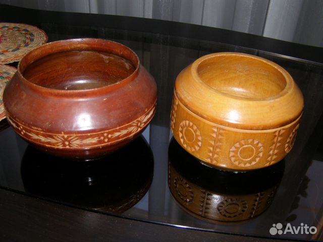 Деревянная утварь из СССР, две плошки, этнография