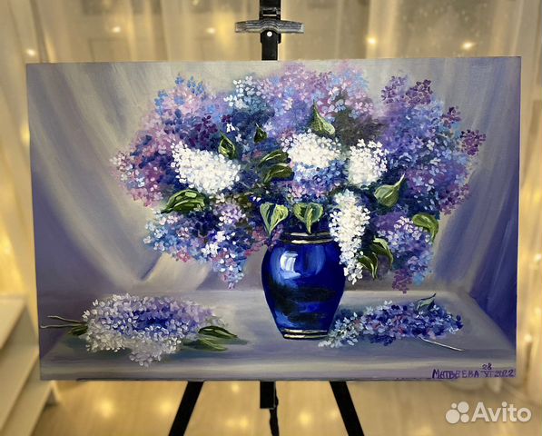 Картина маслом «Роскошная сирень» 40х60