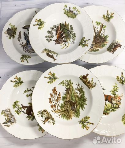 Набор глубоких тарелок «Охота» Чехия Бернадотте