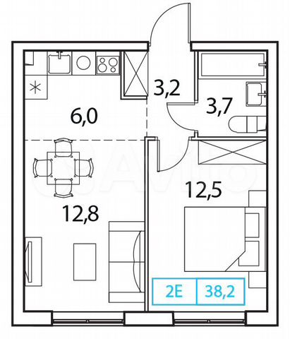 2-к. квартира, 38,2 м², 14/15 эт.
