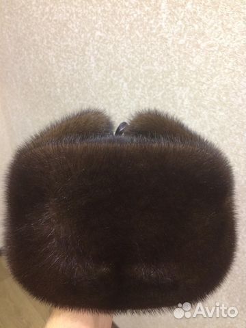 Шапка ушанка из меха норки