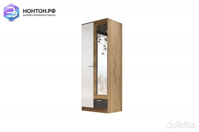 Шкаф Адель 0.8 дуб вотан / белый глянец