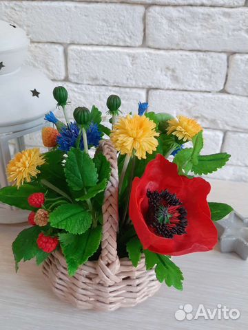 Полевые цветы из полимерной глины(холодный фарфор)