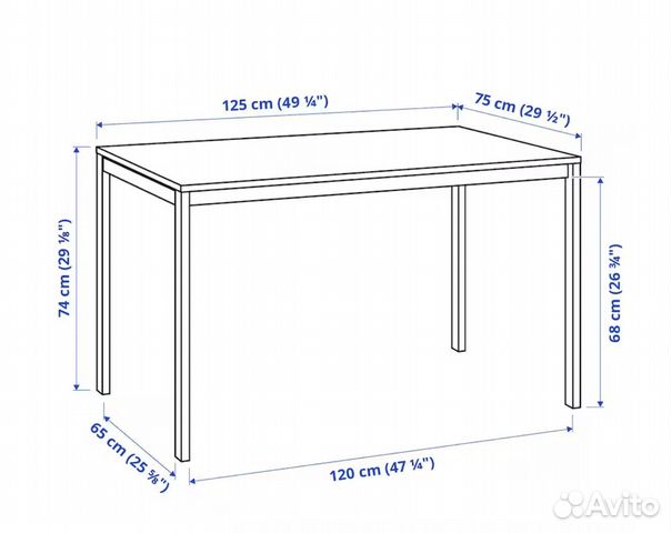 Стол IKEA melltorp (икеа мульторп) 125х75