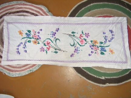 Вышивка салфетка полотенце СССР 85x33 цветы