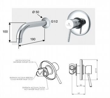 Смеситель новый встраиваемый daniel S20622CR