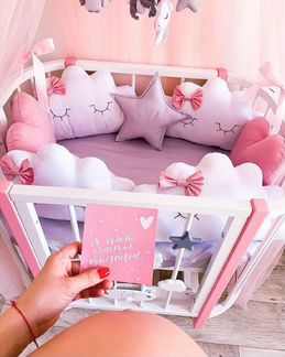 Новая детская Кроватка Pappy 7в1 Белая с Розовым