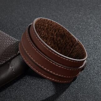 Браслет-ремень кожаный широкий коричневый LTH202