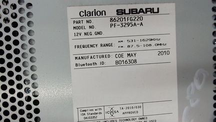 Магнитола Subaru Impreza XV (G12), 2010