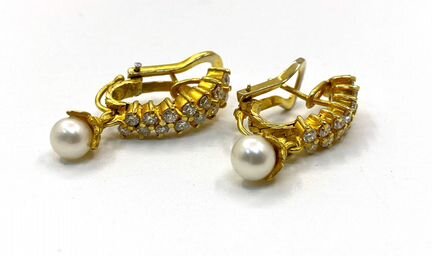 Серьги Золото Бриллианты Жемчуг Красивые очень