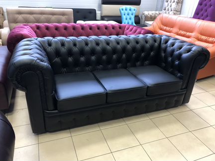 Диван Честер экокожа люкс трехместный