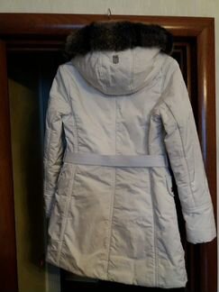 Пальто с мехом лисы женское белое 46-48 разм