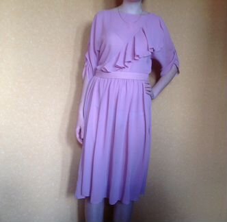 Платье нежно-розовое, шифон, 44-46