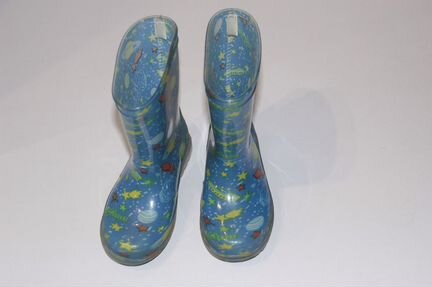 Сапоги резиновые 27 р голубые со звездами