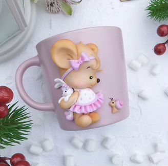 Кружка и ложка с Зайкой именная