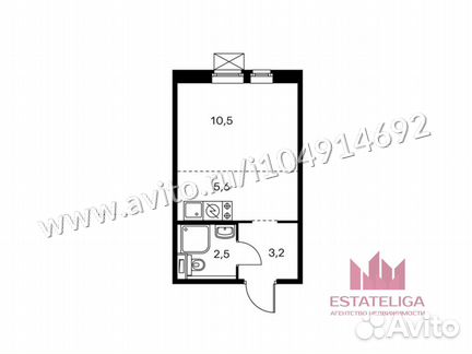Студия, 22.3 м², 19/25 эт.