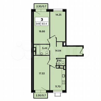 3-к апартаменты, 83.4 м², 9/18 эт.