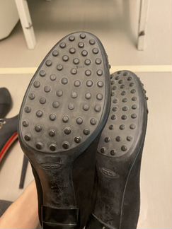 Чёрные замшевые и кожаные туфли Tod’s