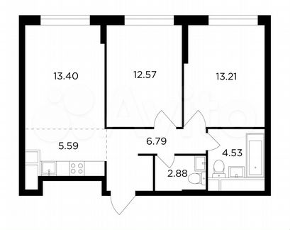 3-к квартира, 59 м², 13/29 эт.
