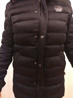 Пуховик зимний теплый мужской черный (размер L)