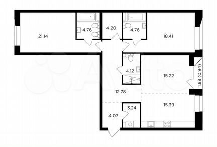 3-к квартира, 109 м², 7/16 эт.