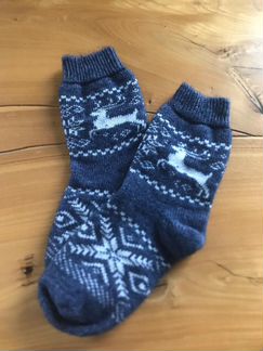 Носки шерстяные синие