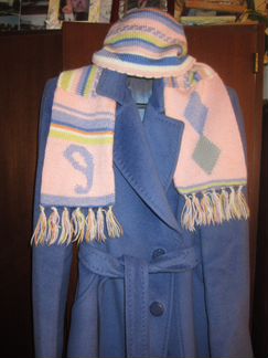 Шарф женский с орнаментом,ручной вязки