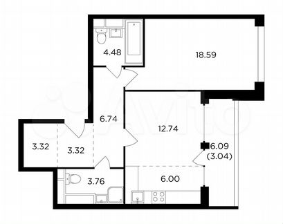 2-к квартира, 62 м², 23/29 эт.