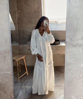 Платье кафтан из жатого хлопка H&M