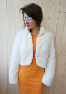 Шубка на свадьбу айвори, искусственная