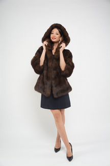 Манто соболь с капюшоном, Ferrone, р.48-50