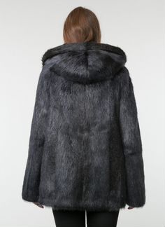 Шуба нутрия с капюшоном