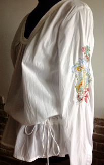 Туника белая с вышивкой хлопок 46-48 р