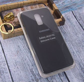 Чехол-накладка для Samsung J810F J8 2018 silicone case закрытый темно-серый