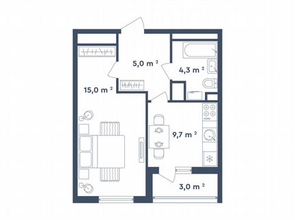1-к квартира, 37 м², 1/26 эт.