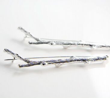 Брошь Веточка 85х20мм, античное серебро (1шт)