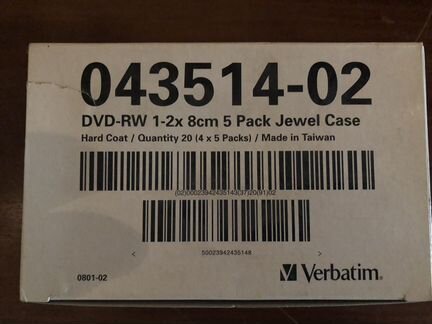 Диски DVD-RW 2-x, 1.4GB/30min, 8см Mini DVD