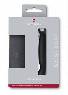 Набор Victorinox Swiss Classic: складной нож для овощей и разделочная доска, чёрная рукоять