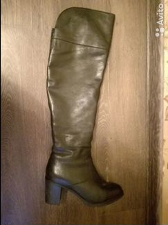 Ботфорты сапоги из натуральной кожи (черные) зима