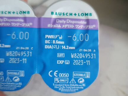 Контактые линзы Bausch&Lomb -6.0