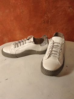 П/ ботинки, кроссовки белые нат. кожа