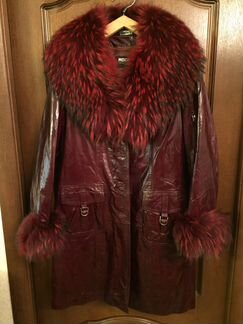 Новое кожаное пальто натуральный мех внутри